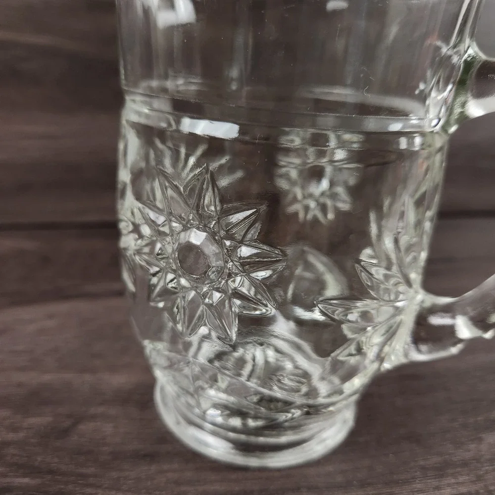Vintage Anchor Hocking Pint Pitcher Starburst Star of David 5.5''